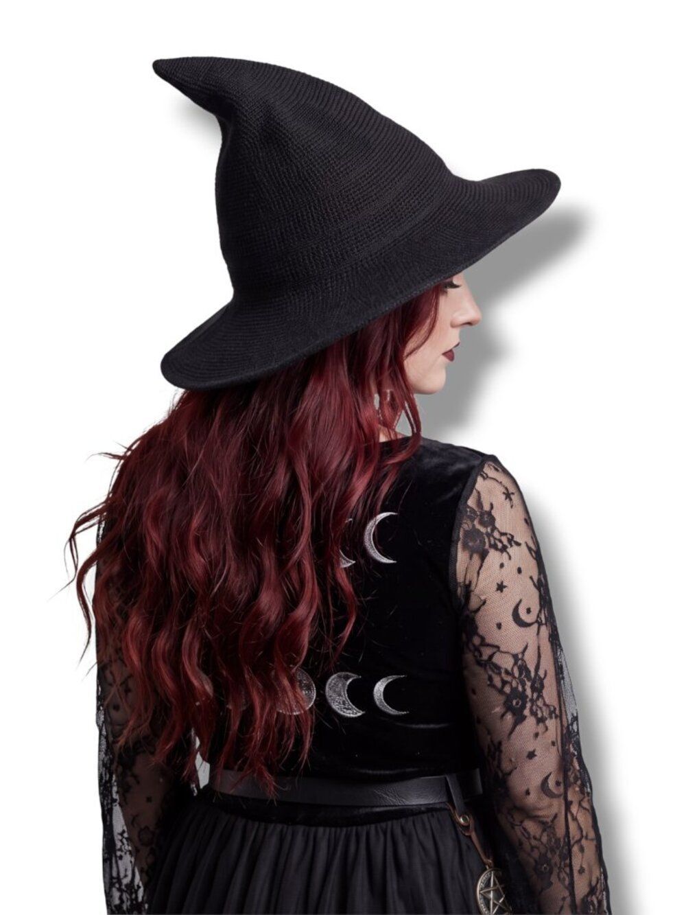 Black Wide Brim Witch Hat - Portable Magical Mage Witchy Hat